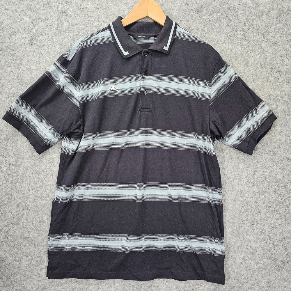 Radmor Golf Polo Shirt Mens XL Navy Blue Pima Cotton Stretch Baty Ombre Stripe